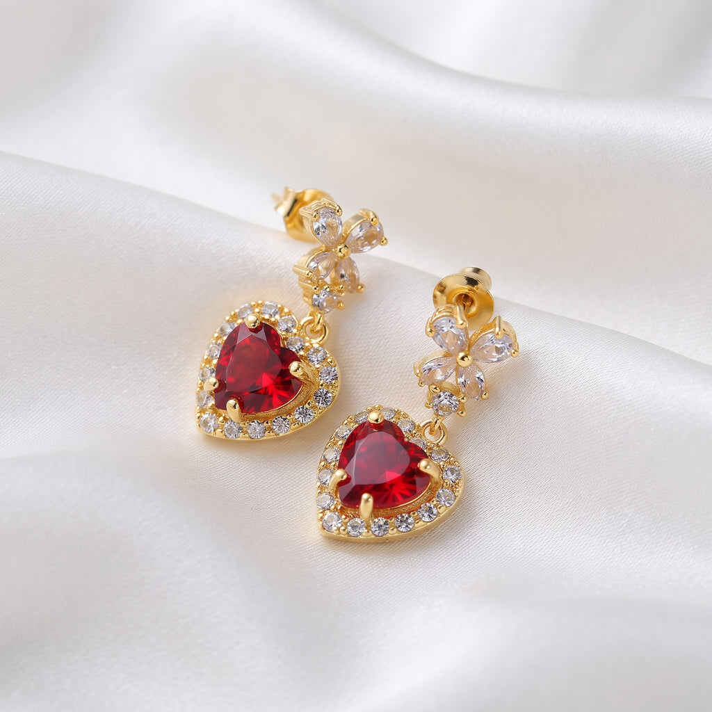 Dazzling Clear Crystal Heart Drop Earrings (2 Colours Available)