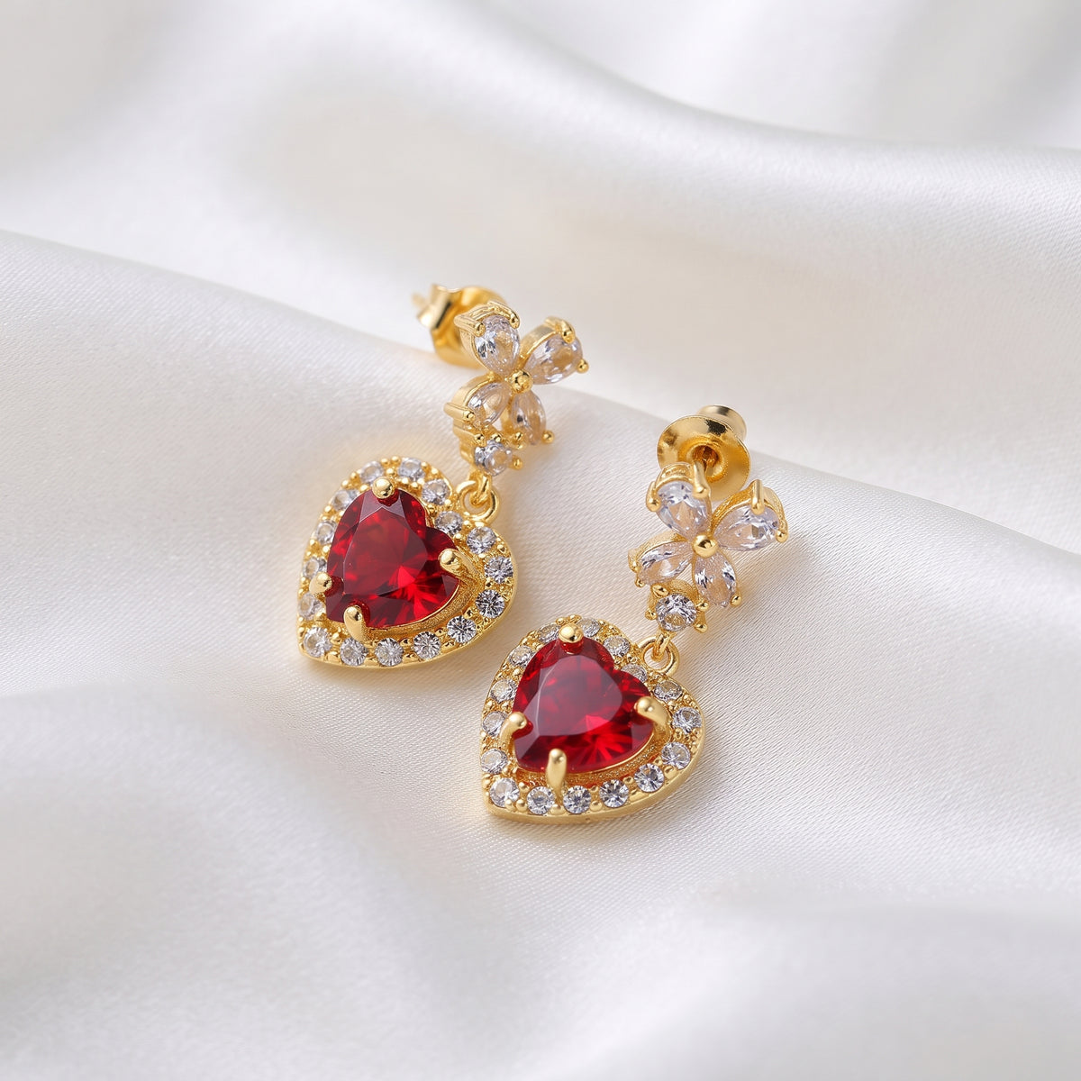 Dazzling Clear Crystal Heart Drop Earrings (2 Colours Available)