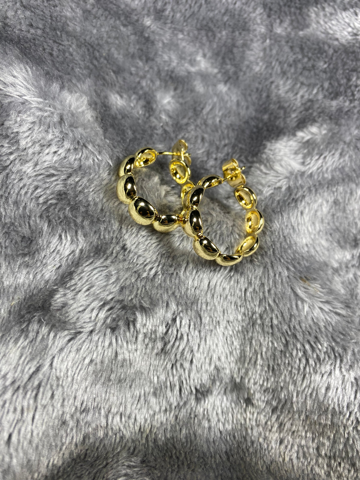 Gold-Plated Chunky Bubble Hoop Earrings – Bold Ball Statement Hoops
