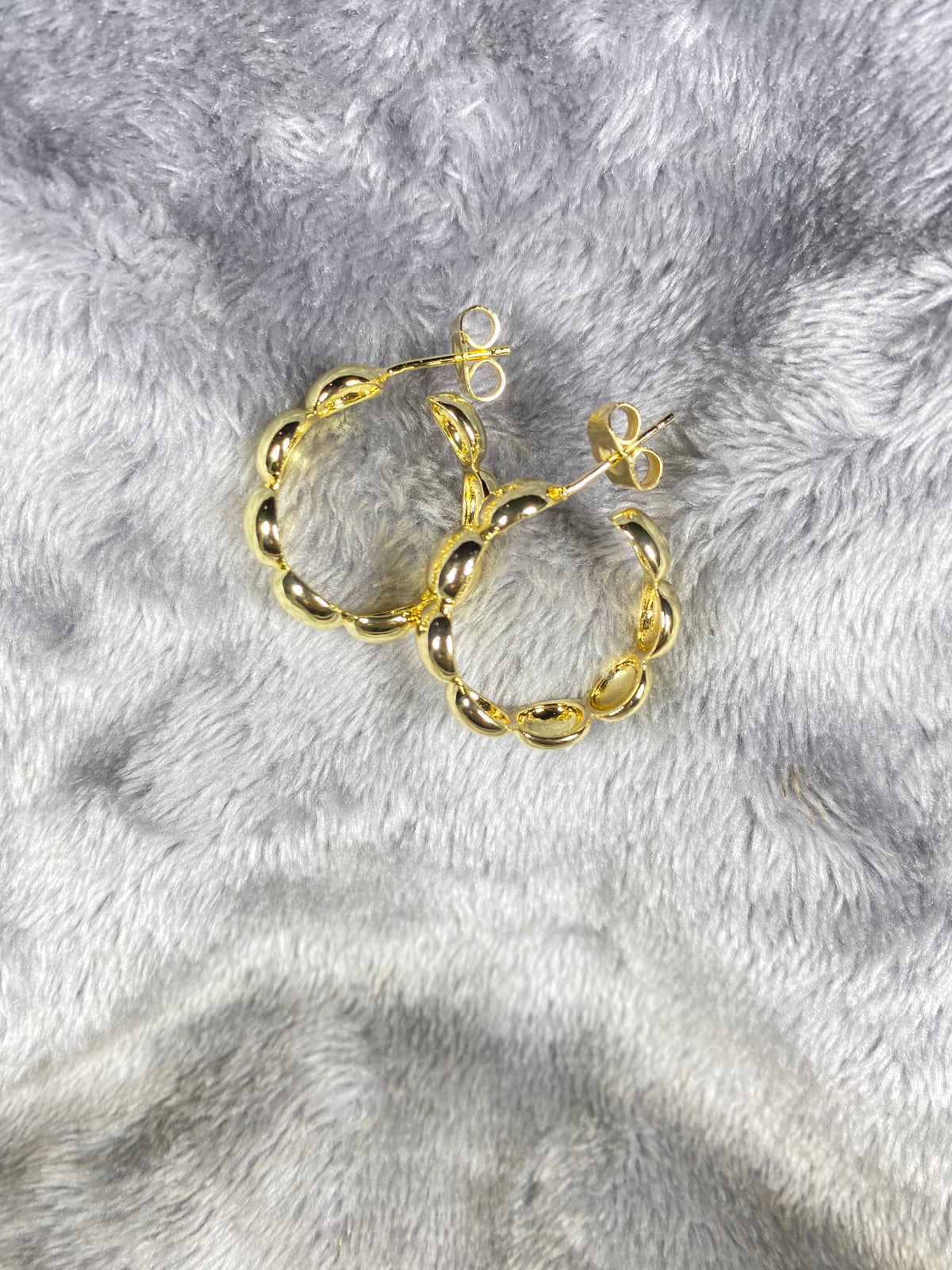 Gold-Plated Chunky Bubble Hoop Earrings – Bold Ball Statement Hoops
