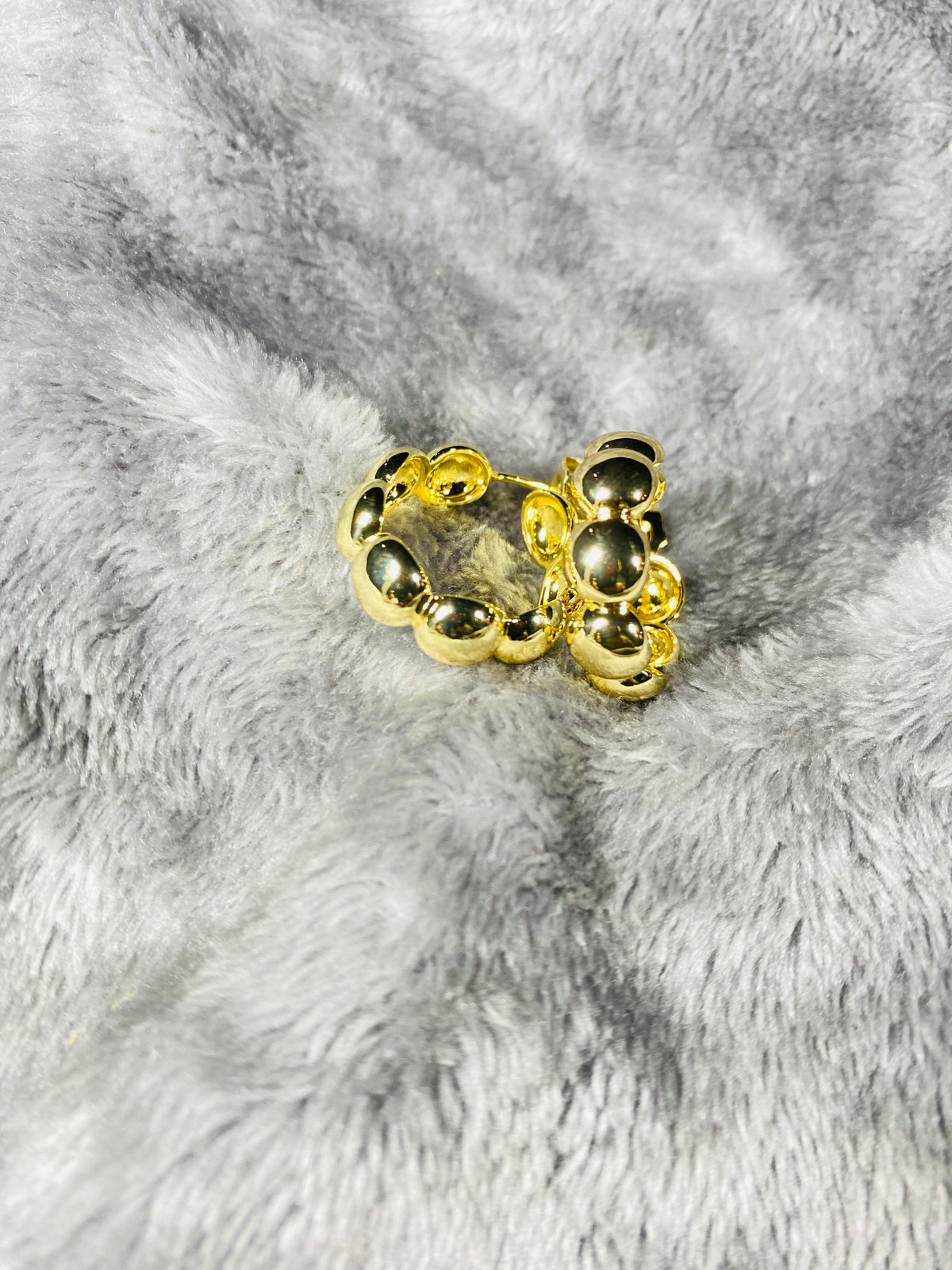 Gold-Plated Chunky Bubble Hoop Earrings – Bold Ball Statement Hoops