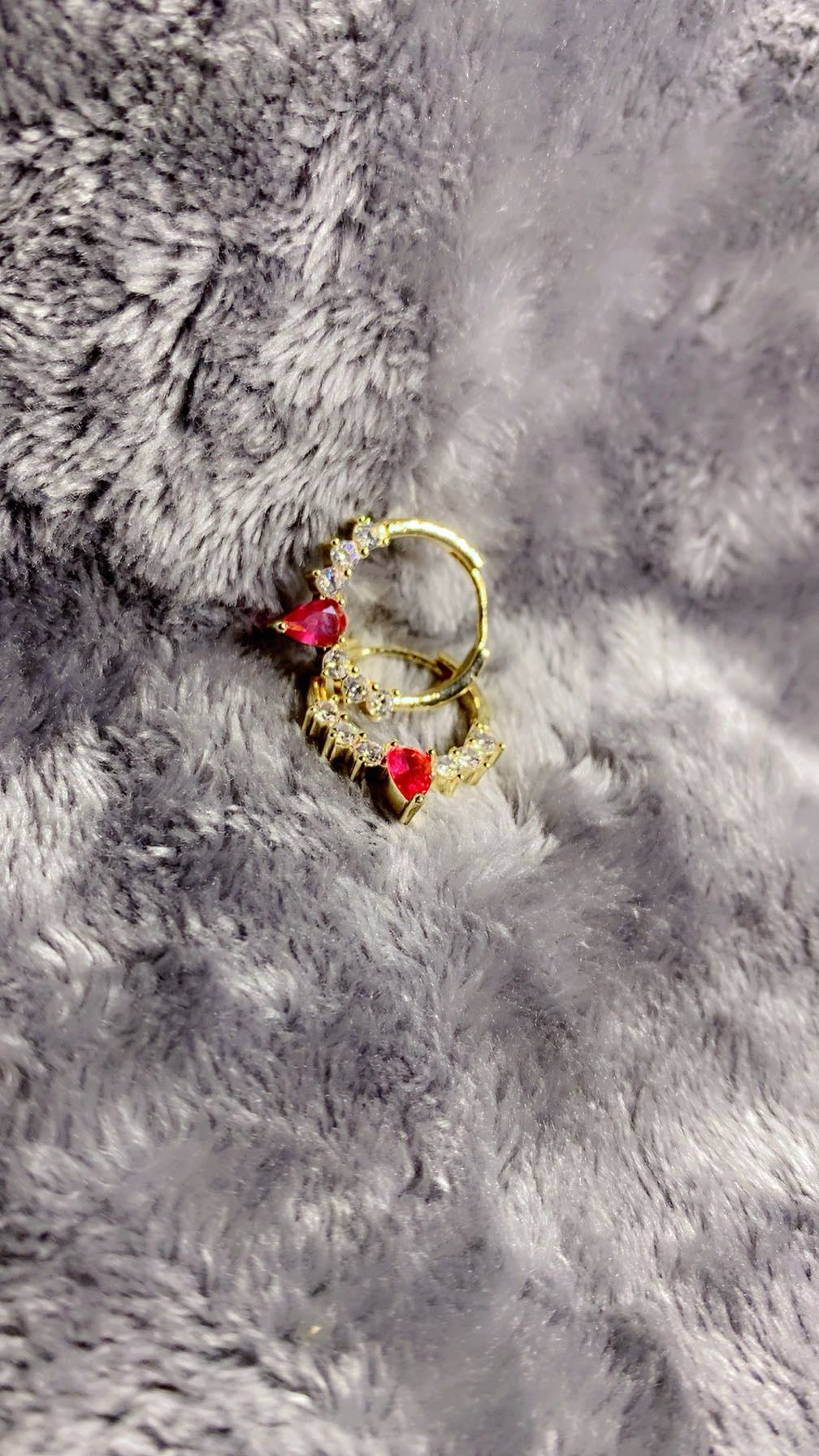 Gold-Plated Pear Crystal Huggie Hoop Earrings – Dazzling Stone Accent Hoops