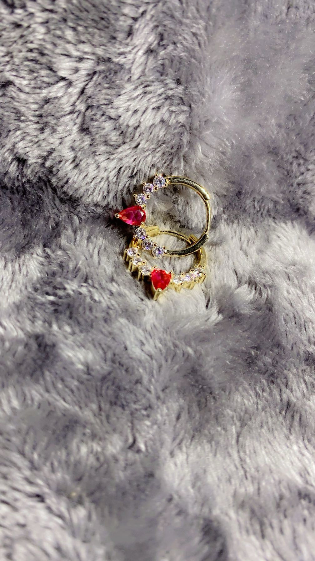 Gold-Plated Pear Crystal Huggie Hoop Earrings – Dazzling Stone Accent Hoops