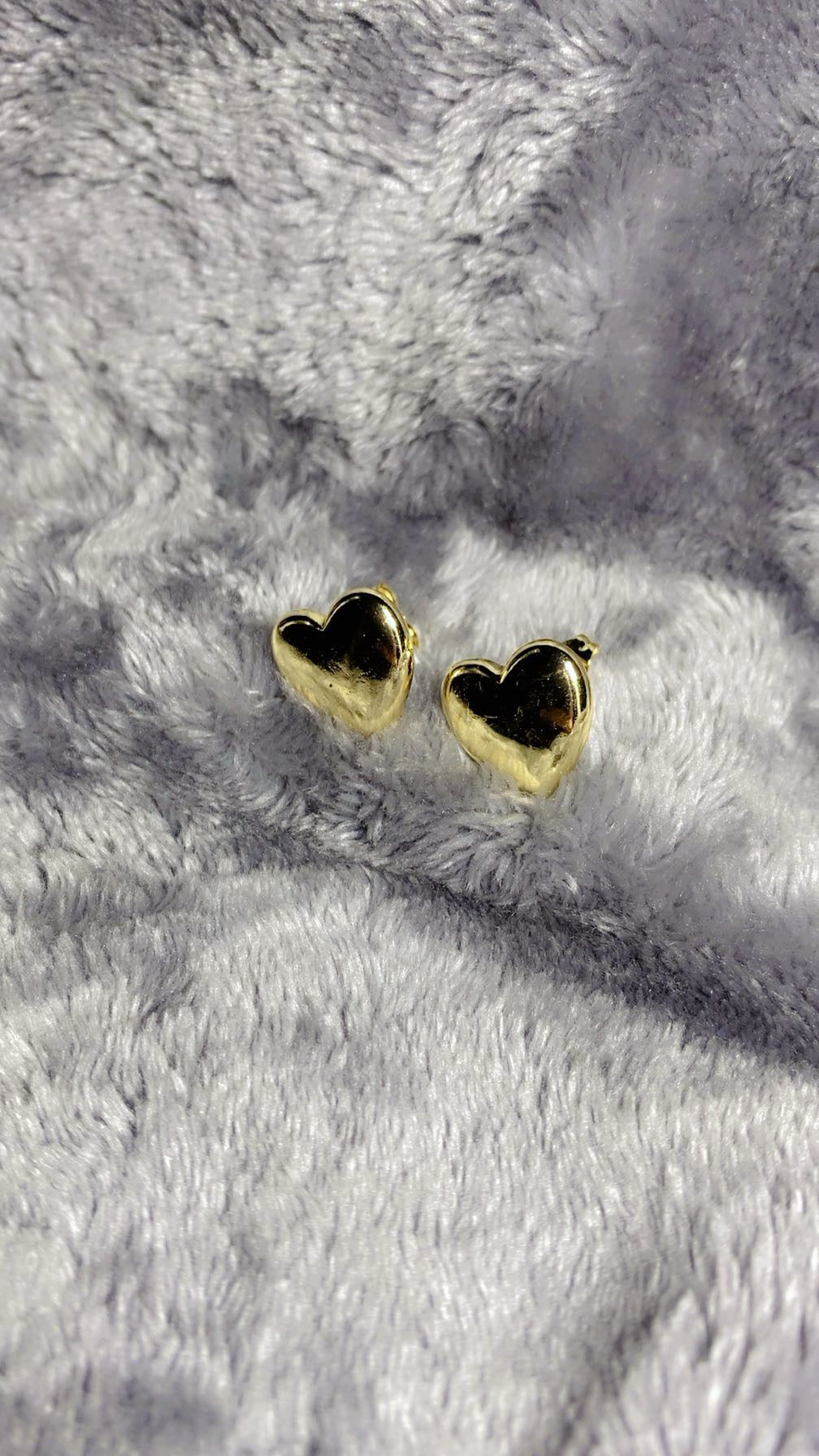 Classic Puffed Heart Minimalist Stud Earrings – 18K Gold Plated Everyday Wear