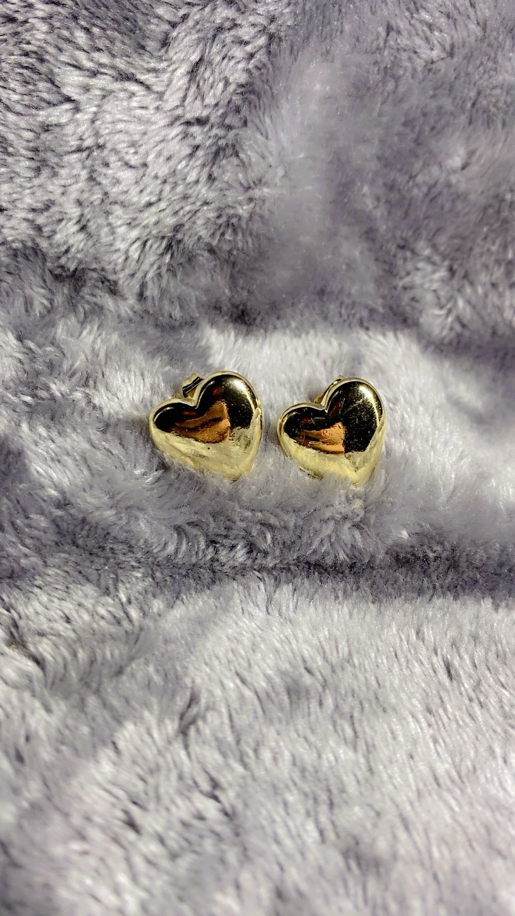 Classic Puffed Heart Minimalist Stud Earrings – 18K Gold Plated Everyday Wear