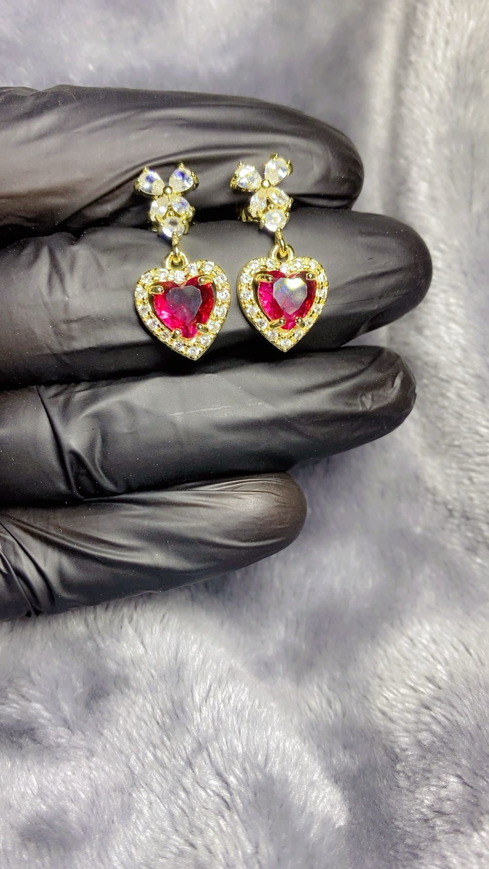 Dazzling Clear Crystal Heart Drop Earrings