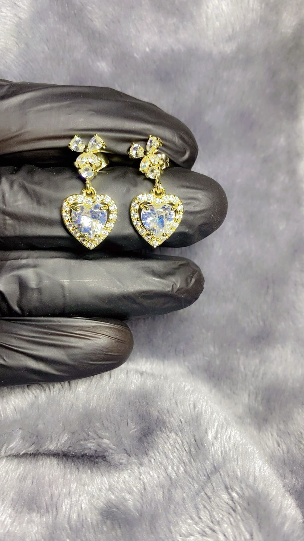 Dazzling Clear Crystal Heart Drop Earrings