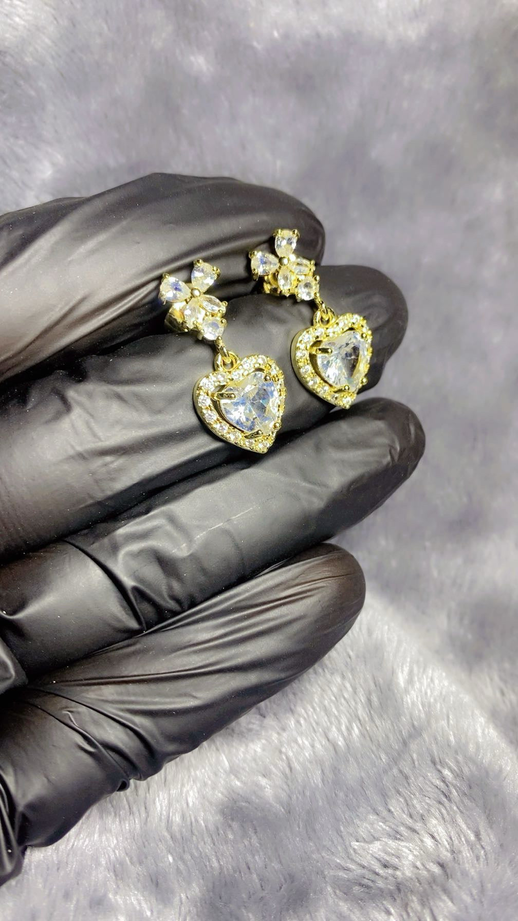 Dazzling Clear Crystal Heart Drop Earrings