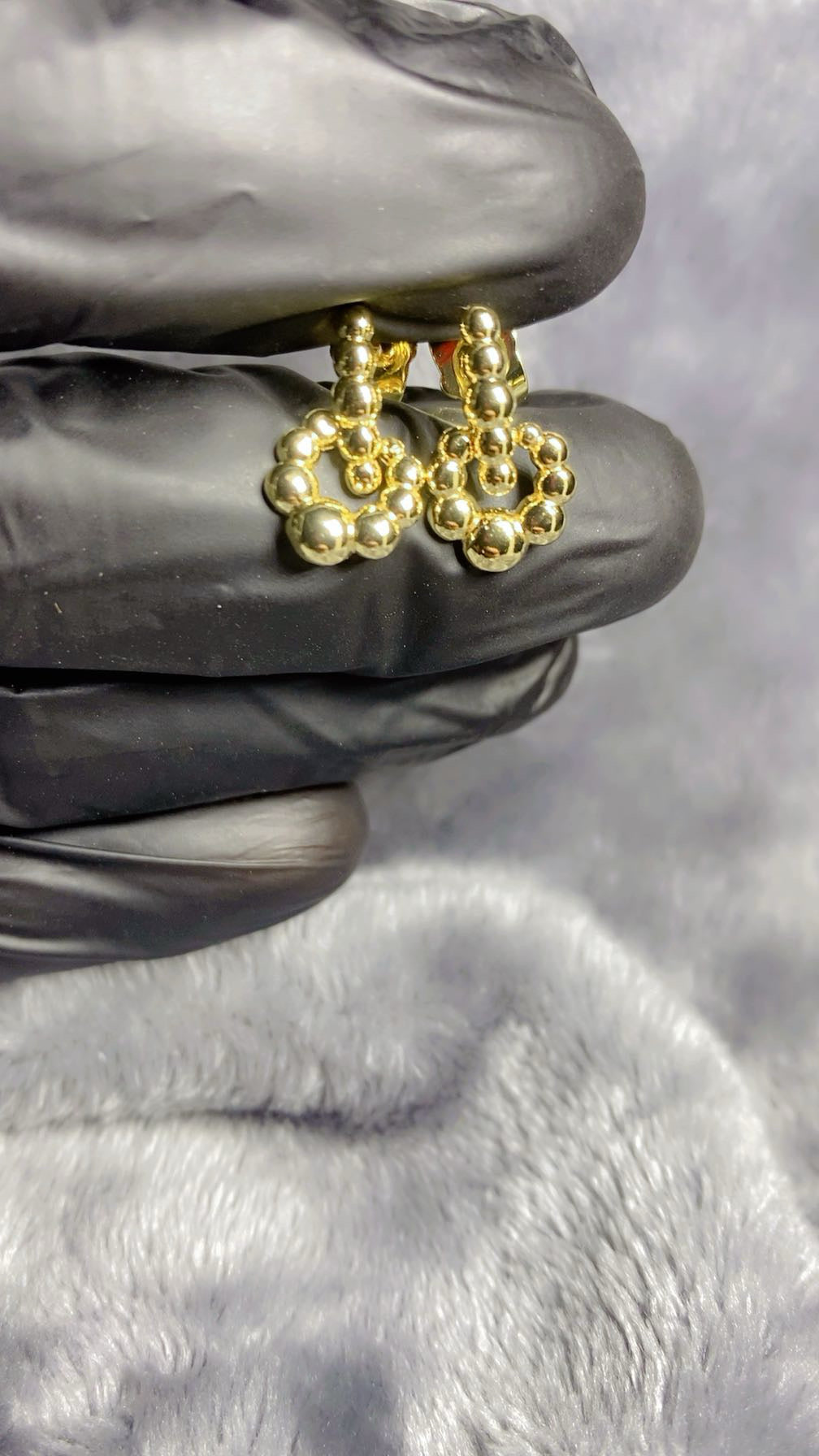 Modern Graduated Ball Cluster Drop Earrings – 18K Gold Plated