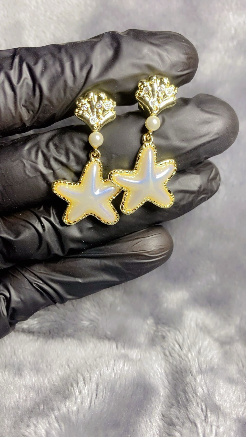 Oceanic Seashell & Pearl Starfish Drop Earrings
