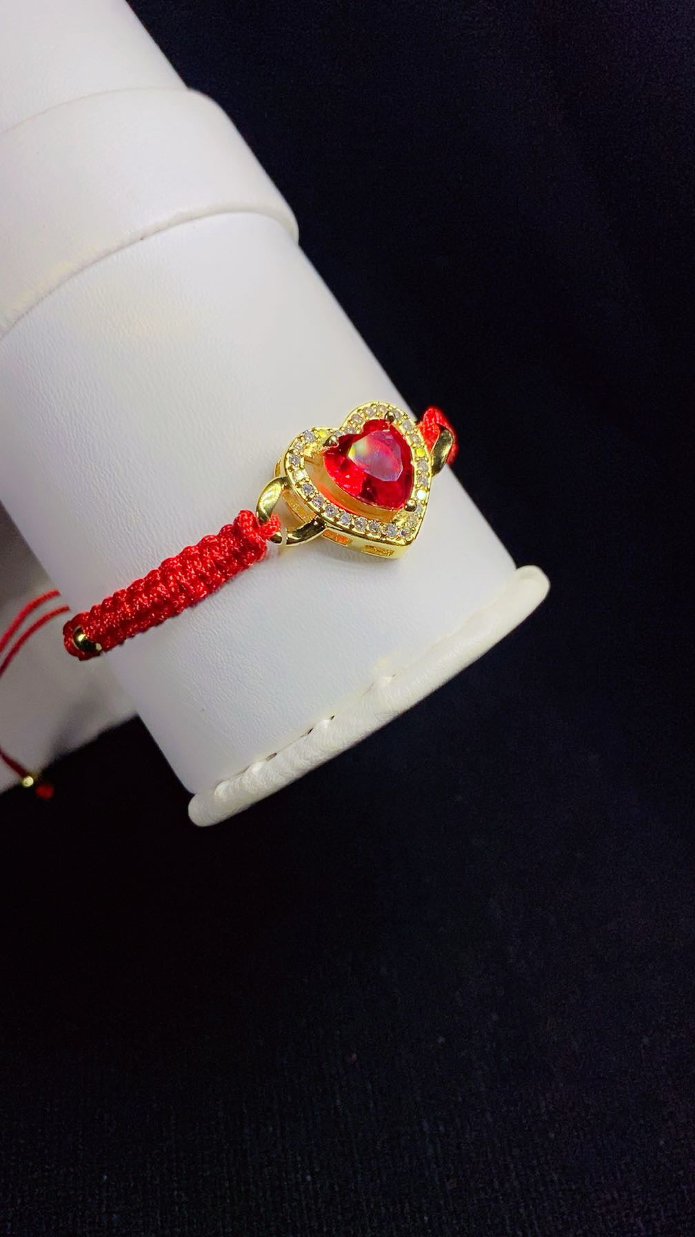 Imported Luxury Red Zircon Heart Adjustable Cord Bracelet – 18K Gold Plated Red String Bracelet
