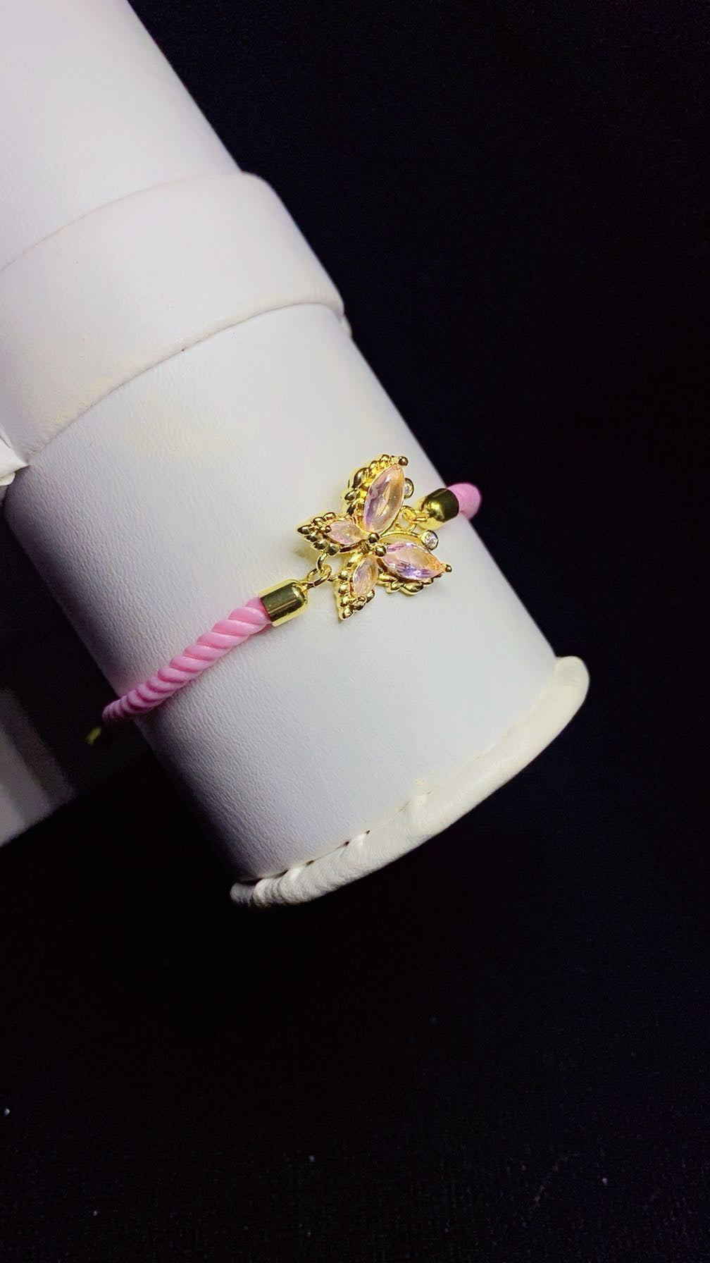 Imported Luxury 3A Premium Zircon Butterfly Adjustable Bracelet – Gold Plated Cord Bracelet