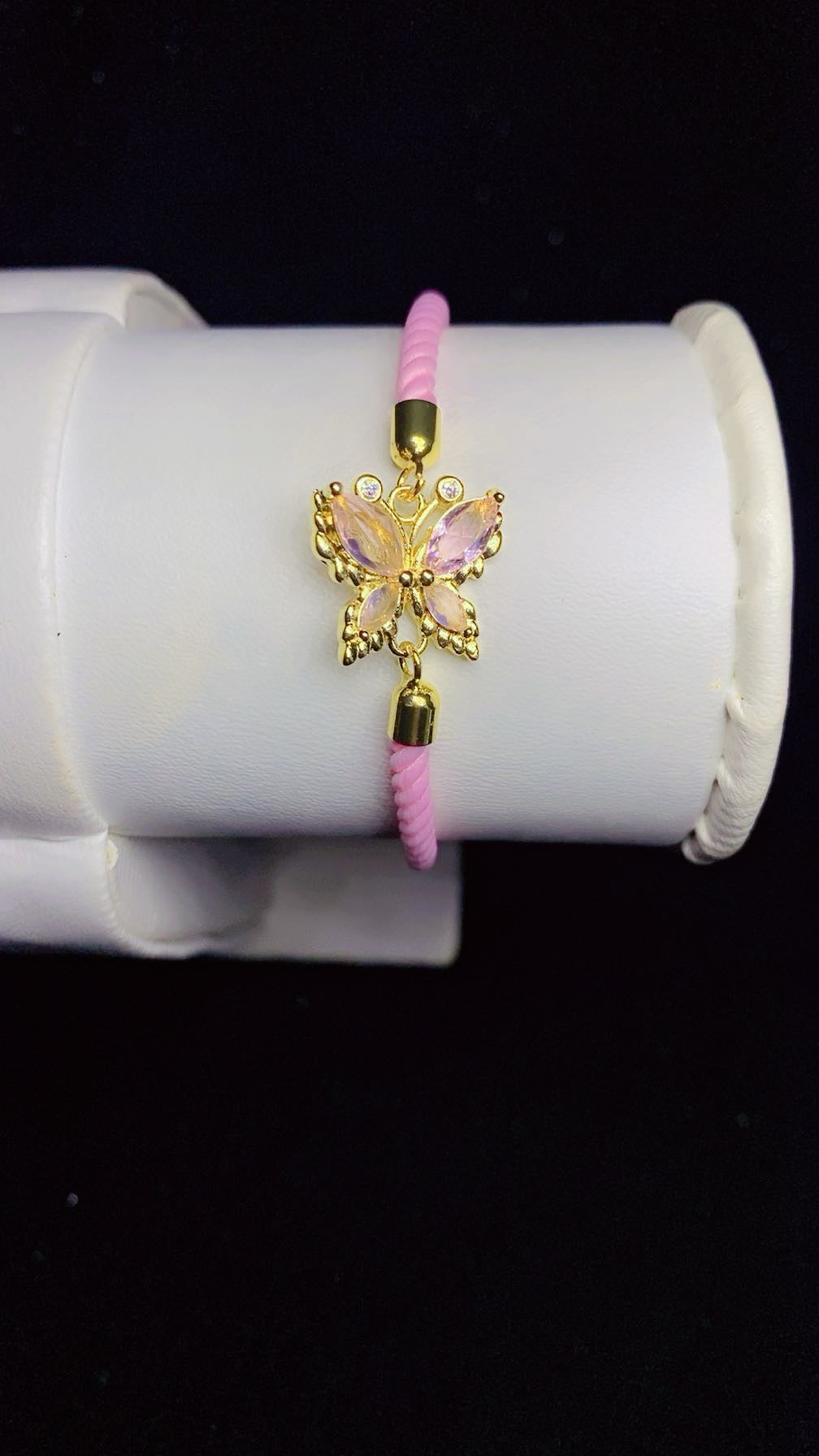 Imported Luxury 3A Premium Zircon Butterfly Adjustable Bracelet – Gold Plated Cord Bracelet