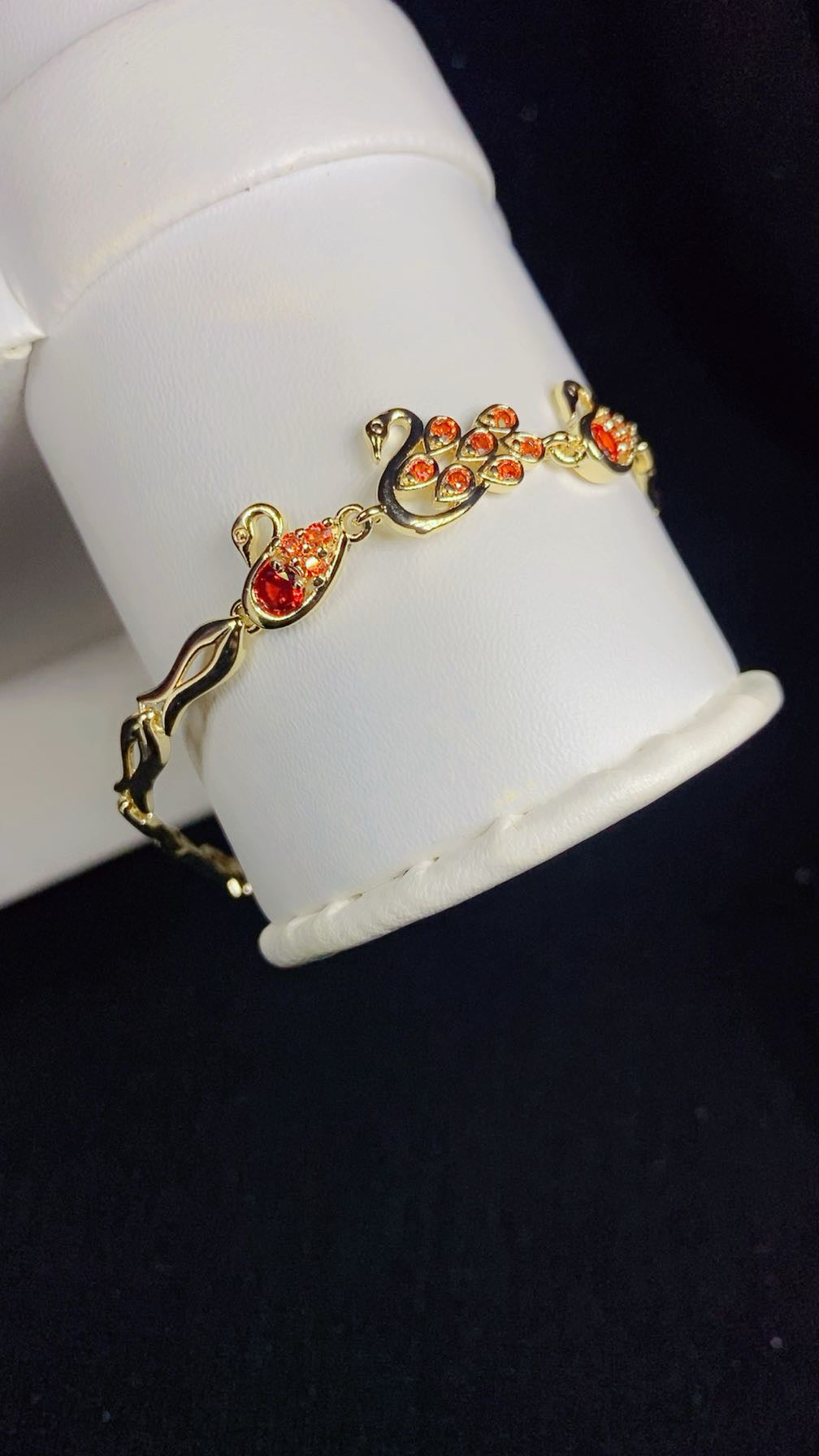 Gold-Plated Amber Zircon Peacock Link Bracelet