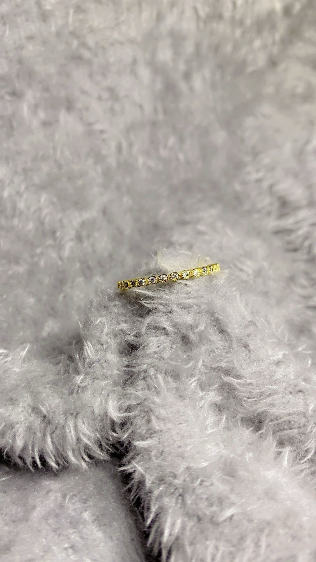 Gold-Plated Bezel-Set Crystal Eternity Band – Adjustable Sparking Ring