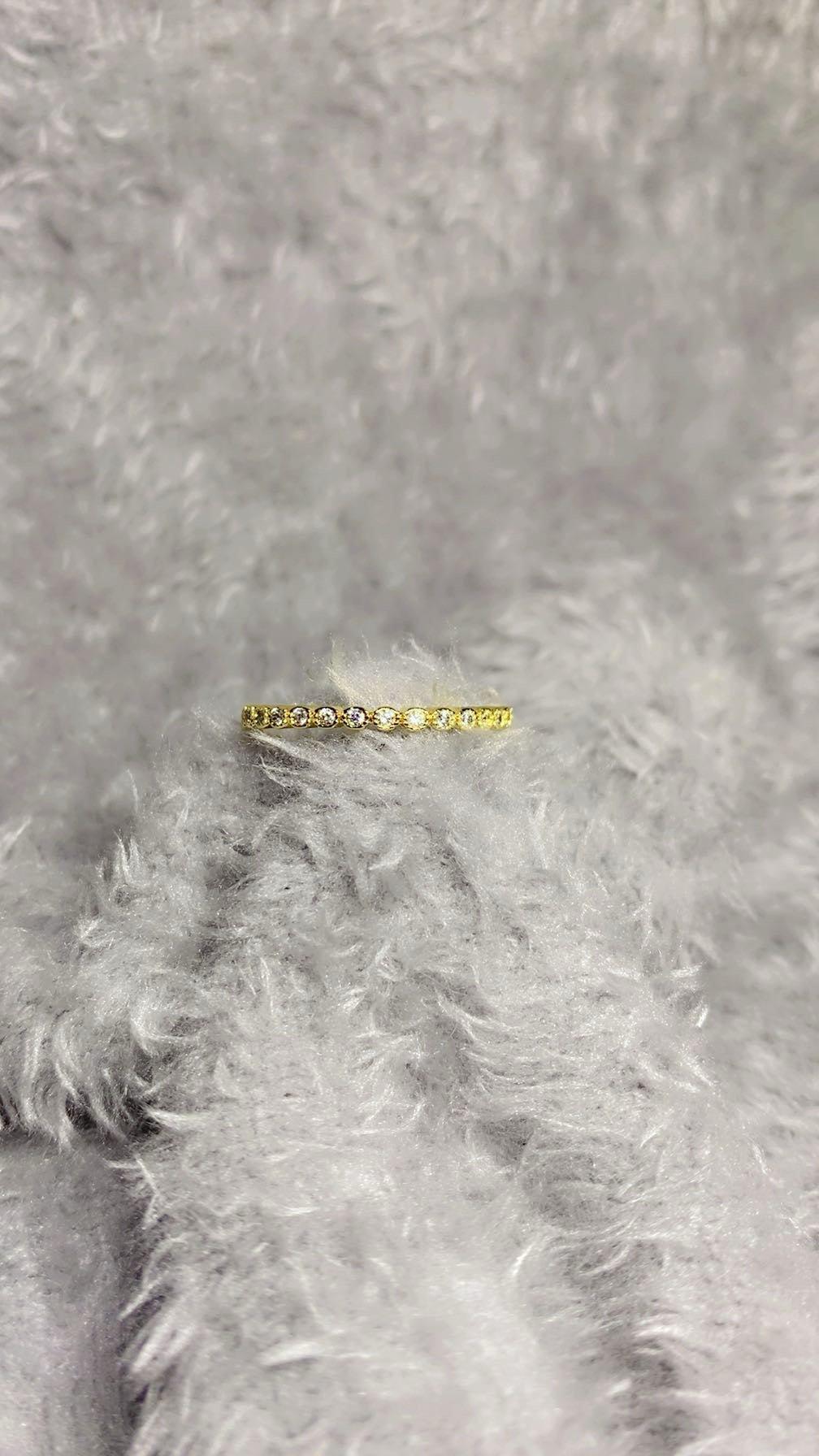 Gold-Plated Bezel-Set Crystal Eternity Band – Adjustable Sparking Ring