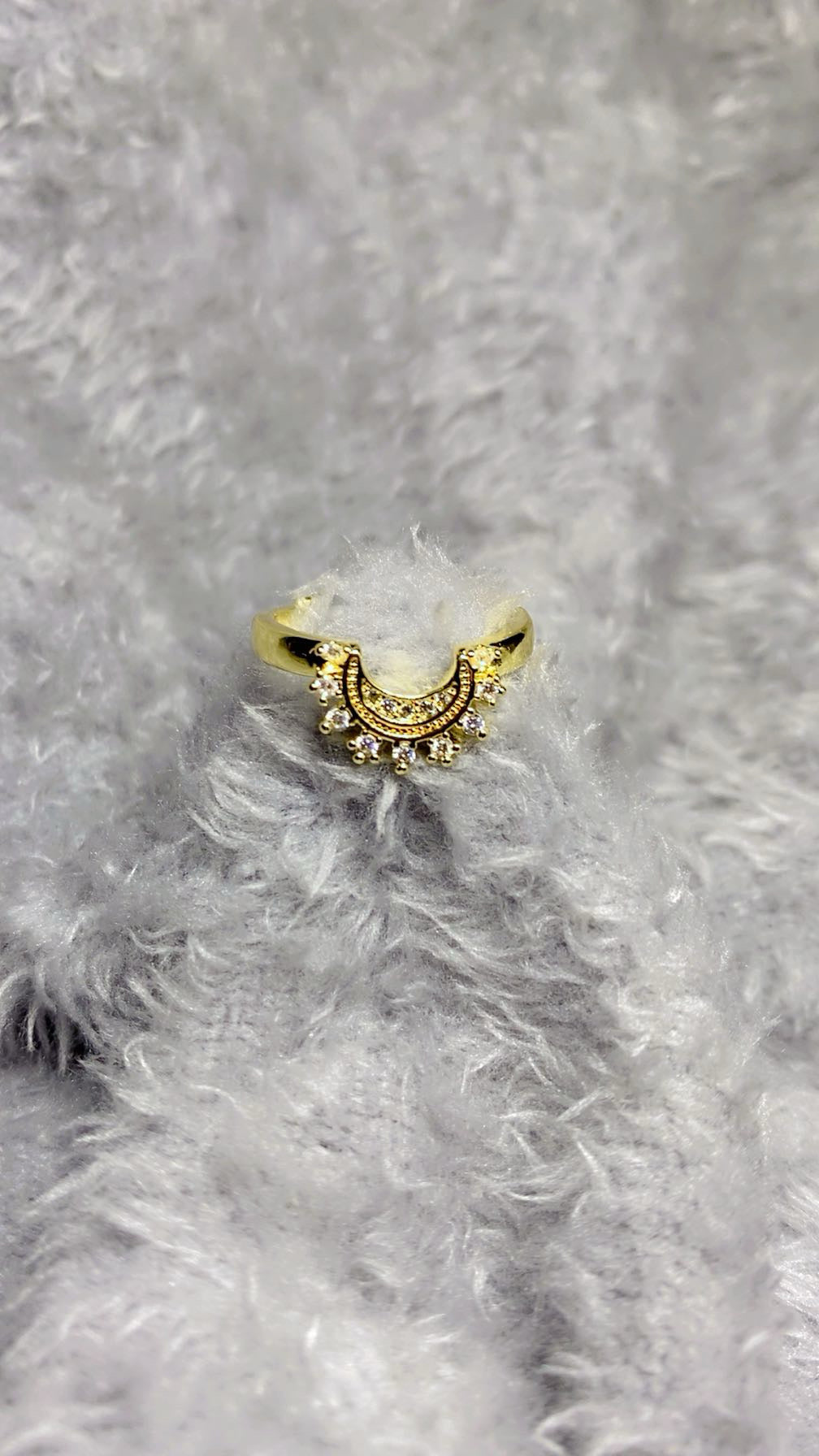 Two-Tone Celestial Sun and Moon Ring – Adjustable Stacking Band