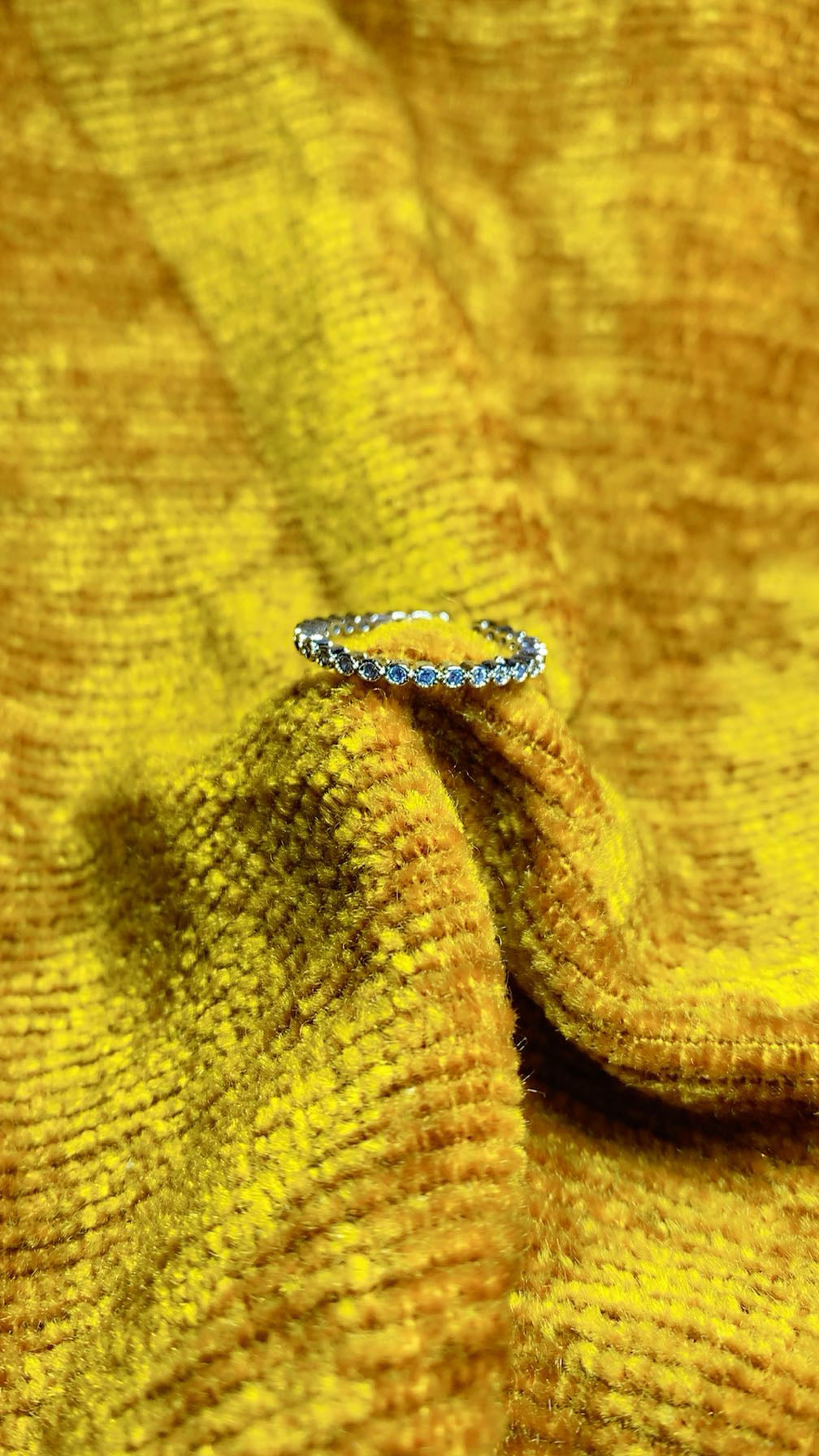 Silver-Plated Bezel-Set Crystal Eternity Band – Adjustable Sparkling Ring
