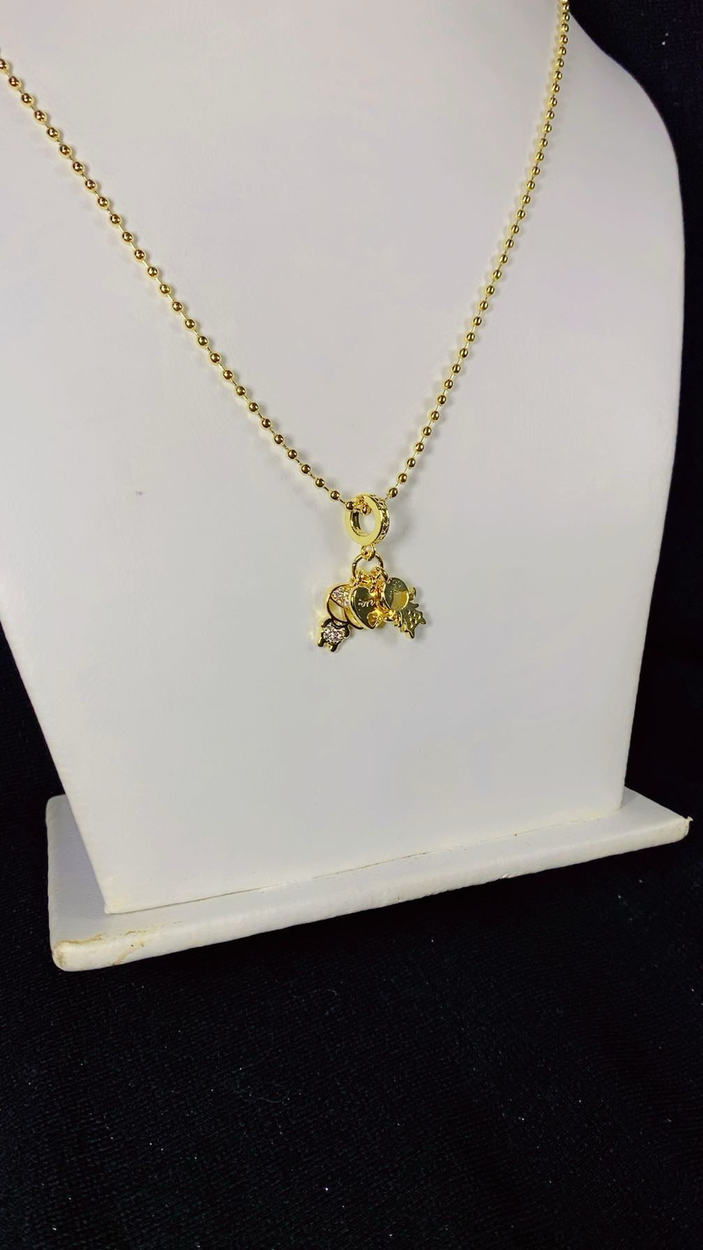Charismatic Multi-Charm Ball Chain Necklace – 18K Gold Plated Layered Look Jewellery