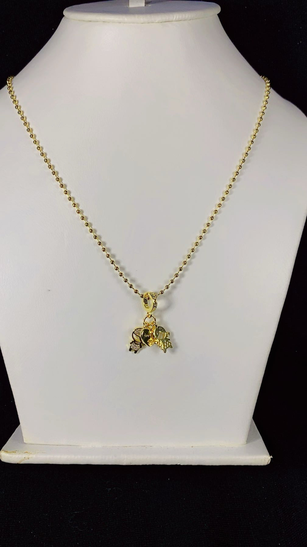 Charismatic Multi-Charm Ball Chain Necklace – 18K Gold Plated Layered Look Jewellery