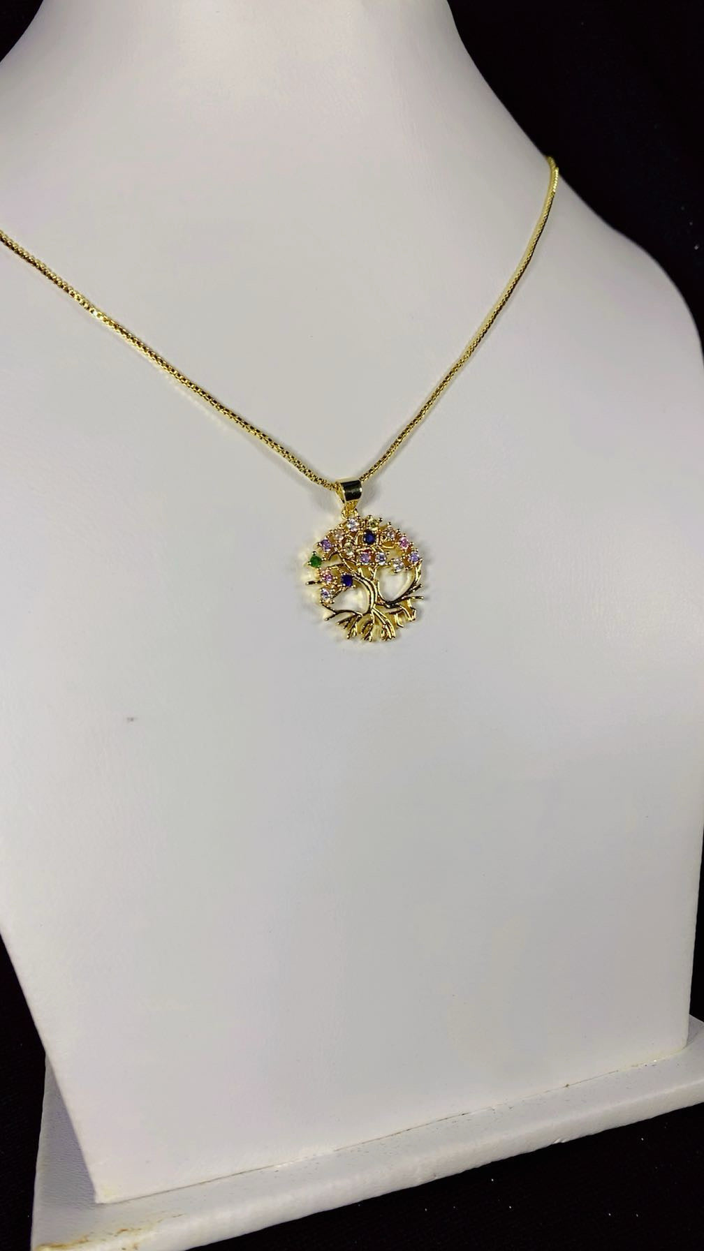 Multi-Color Gemstone Tree of Life Pendant Necklace – 18K Gold Plated Meaningful Jewellery