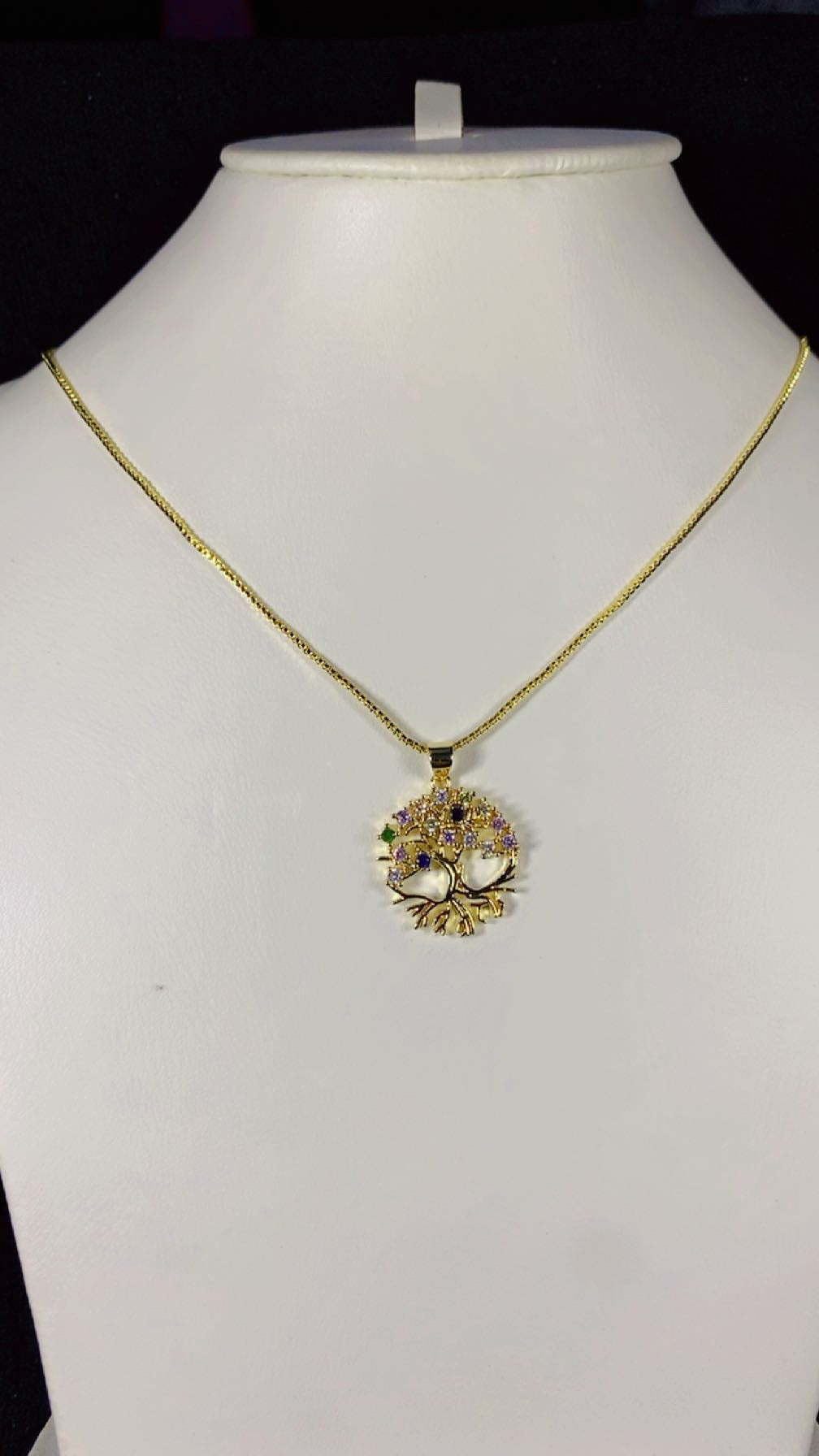 Multi-Color Gemstone Tree of Life Pendant Necklace – 18K Gold Plated Meaningful Jewellery