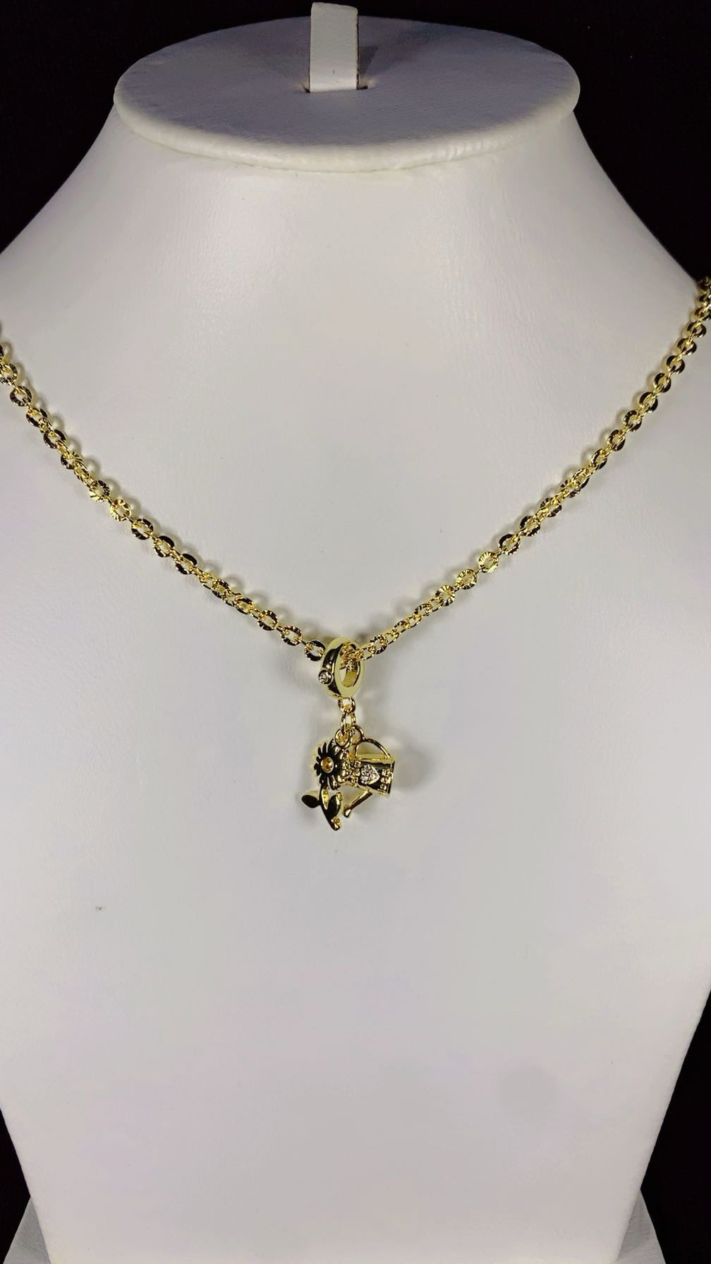 Watering Can & Sunflower Charm Necklace Set – 18K Gold Plated Garden-Themed