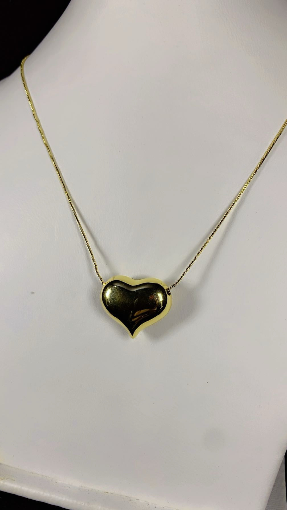 Puffed Heart Solitaire Pendant Necklace – 18K Gold Plated Minimalist Chic Jewellery