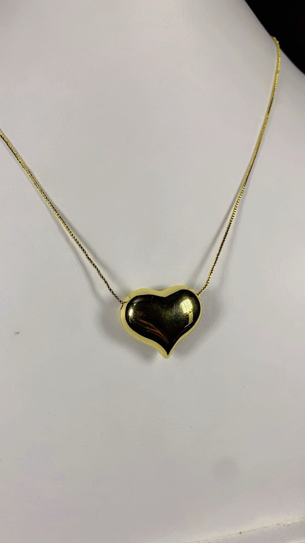 Puffed Heart Solitaire Pendant Necklace – 18K Gold Plated Minimalist Chic Jewellery