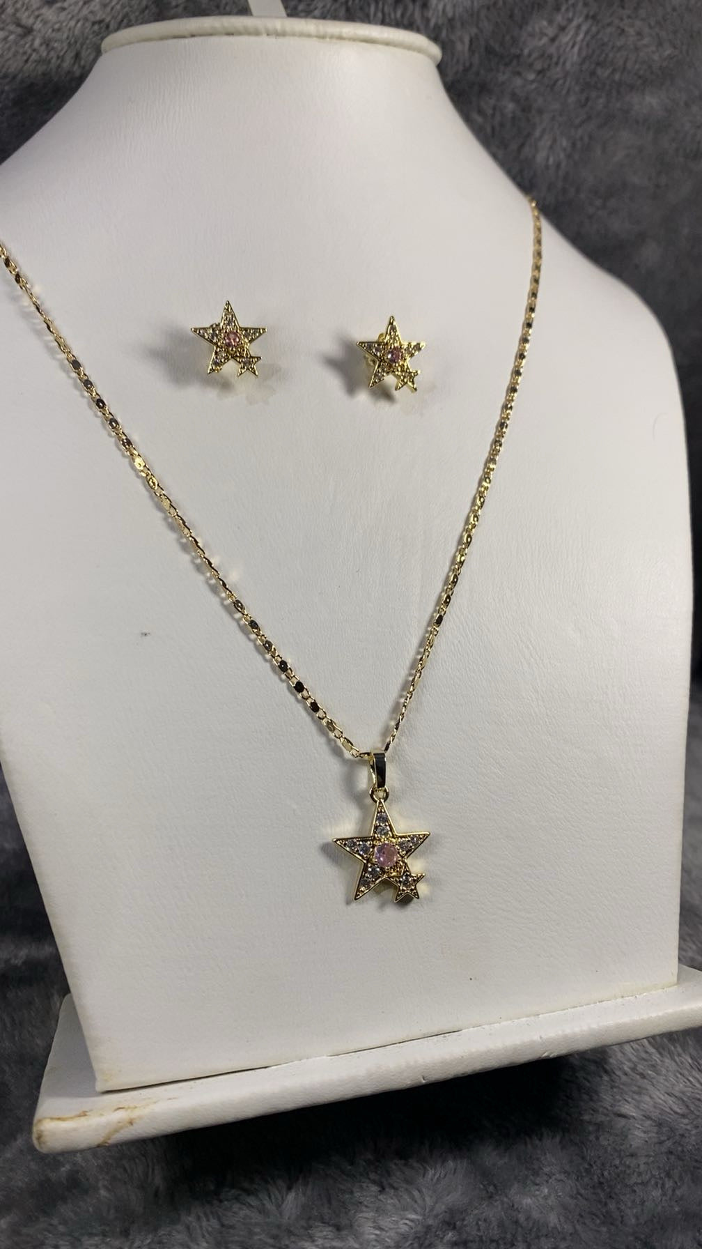 Celestial Star Crystal Necklace & Earring Set – 18K Gold Plated Matching Jewellery Set