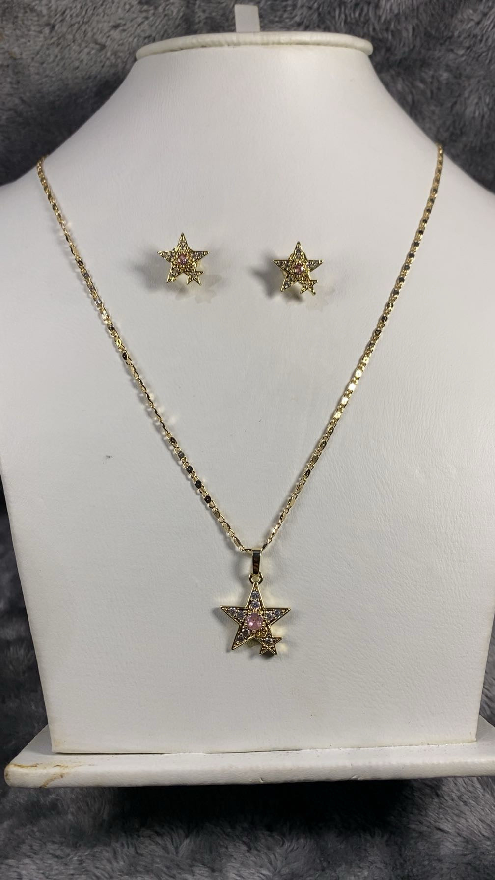 Celestial Star Crystal Necklace & Earring Set – 18K Gold Plated Matching Jewellery Set