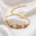 Gold-Plated Amber Zircon Peacock Link Bracelet