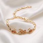 Gold-Plated Amber Zircon Peacock Link Bracelet