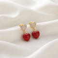 18K Gold Plated 3A Premium Zircon Sparkling Heart & Red Drop Earrings