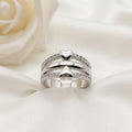 Silver-Plated Zircon Multi-Band Heart Accent Ring