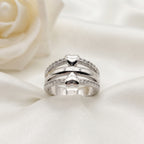 Silver-Plated Zircon Multi-Band Heart Accent Ring
