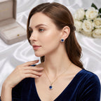 Elegant Zircon Halo Pendant Necklaces & Stud Earrings Set (Colours Available)