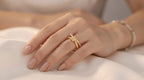 Gold-Plated Crystal Knot Ring – Adjustable Love Knot Statement Band