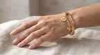 Gold-Plated Enamel Smiley Flower and Heart Charm Bangle Bracelet