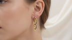 Chic Textured Curb Chain Drop Earrings – 18K Gold Plated Link Jewellery