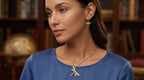 Rainbow Zircon Dragonfly Pendant Necklace & Matching Earrings Set