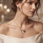 Blooming Floral Crystal Necklace & Earring Set 18K Gold Plated