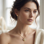 Rainbow Zircon Heart Pendant Necklace & Black Enamel Heart Stud Earrings Set