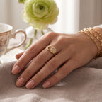 Gold-Plated Celestial Sun and Moon Ring – Adjustable Cosmic Statement Band