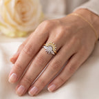 Two-Tone Celestial Sun and Moon Ring – Adjustable Stacking Band