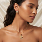 Celestial Star Crystal Necklace & Earring Set – 18K Gold Plated Matching Jewellery Set
