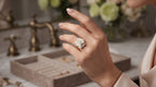Gold-Plated White Rose Chain Ring – Adjustable Floral Statement Band