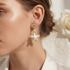 Oceanic Seashell & Pearl Starfish Drop Earrings