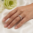 Silver-Plated Geometric Link Chain Ring – Adjustable Modern Statement Band