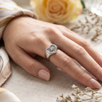 Silver-Plated Eye Heart Ring – Adjustable Protection Crystal Band